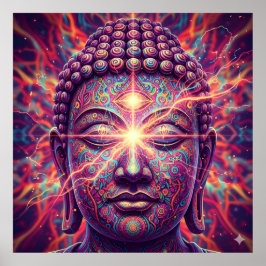 Elektrisk Chakra Buddha - Psykedelisk Upplysning Poster
