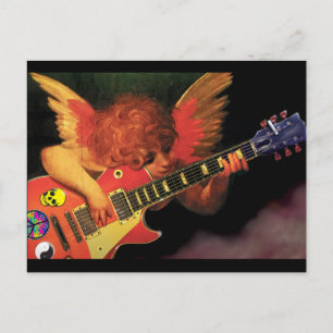 Elektrisk Cherub med gitarr-vykort Vykort