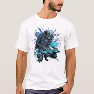 Elektrisk Cyberpunk Hacker Skelett Gamer Grafisk T Shirt