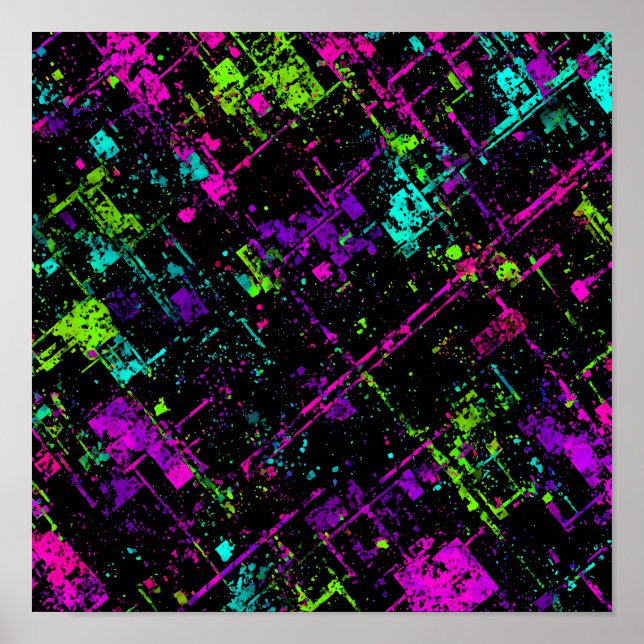 Elektrisk Cyberpunk-struktur: Sömlös Neon-signal Poster (Framsidan)