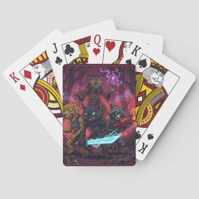 Elektrisk Fantasy Djur Krigare Konst Casinokort (Baksidan)
