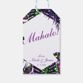 Elektrisk färgpop tropiska palmblad bröllop presentetikett