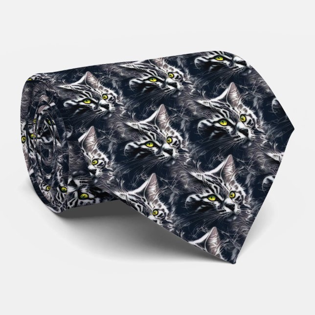 Elektrisk Fraktal Katt Neon Cyberpunk Slip Slips (Rullad)
