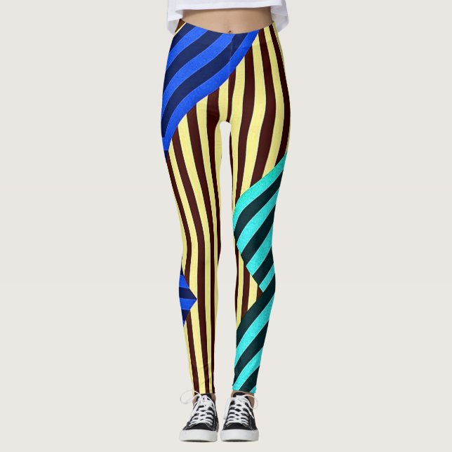 Elektrisk Fusionsdesign med Chevron-ränder Leggings (Framsida)
