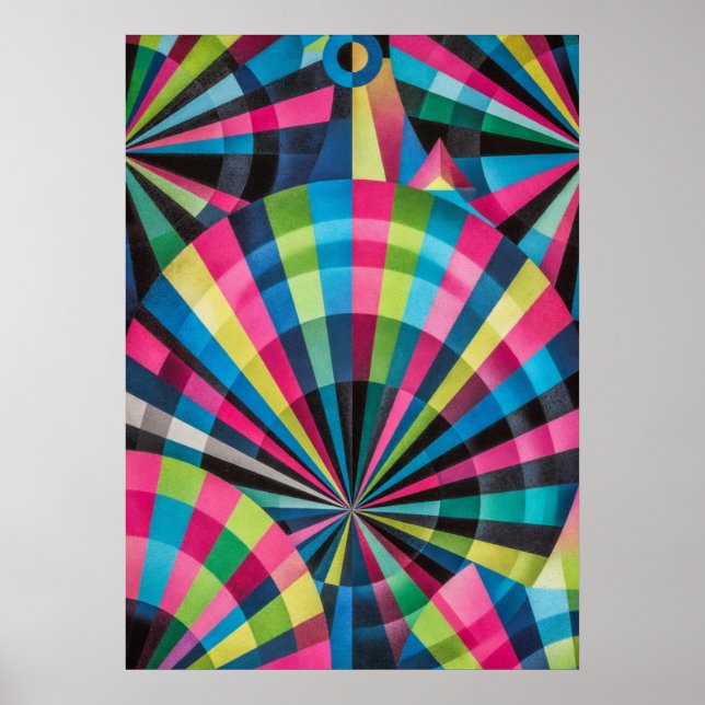 Elektrisk geometri radiovågor & solstrålar Art Dec Poster (Framsidan)
