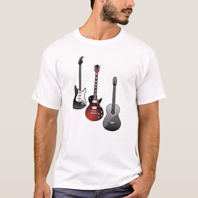 elektrisk gitarr, akustisk gitarr t-shirt (Framsida)