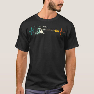 Elektrisk Gitarr Hjärtslag Gitarrist Rocker Man Po T Shirt