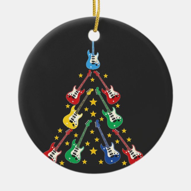 Elektrisk Gitarr Julgran Musikälskare   Julgransprydnad Keramik (Framsidan)