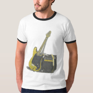 Elektrisk gitarr och ampere-konstt-skjorta tee shirt