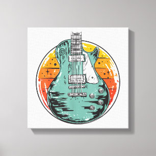 Elektrisk Gitarr Retro Solnedgång Vintage Musikban Canvastryck