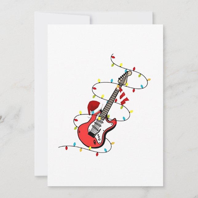 Elektrisk Gitarr Santa Claus Musik Jul Musikälskar Inbjudningar (Framsida)