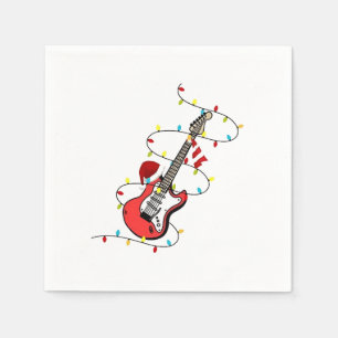 Elektrisk Gitarr Santa Claus Musik Jul Musikälskar Pappersservett