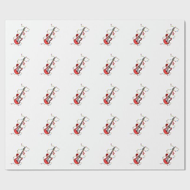 Elektrisk Gitarr Santa Claus Musik Jul Musikälskar Presentpapper (Platt)