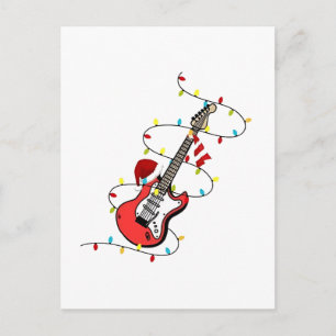 Elektrisk Gitarr Santa Claus Musik Julälskare Meddelande Vykort
