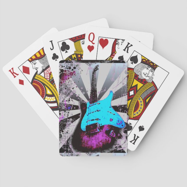 Elektrisk gitarr som leker kort kortlek (Baksidan)