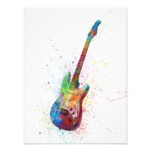 Elektrisk gitarrabstraktvattenfärg fototryck
