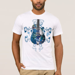 elektrisk gitarrtshirt för blått t-shirt