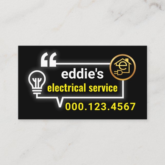 Elektrisk glödlampa krets bubbla tal visitkort (Framsida)