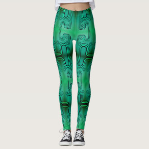 Elektrisk Grön Mekanisk Android Futuristisk Robot Leggings