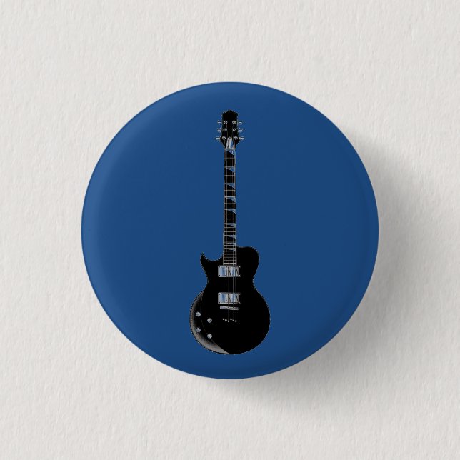 Elektrisk Guitar Blue Black Pop Art Knapp (Framsida)