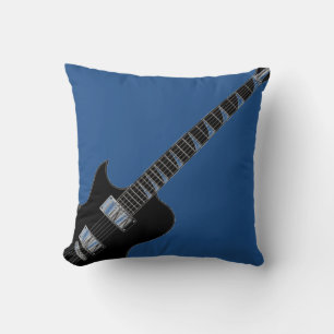Elektrisk Guitar Blue Black Pop Art Kudde