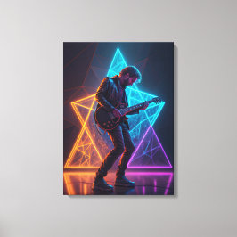 Elektrisk Harmony Gitarrist Abstrakt Neon Canvastryck