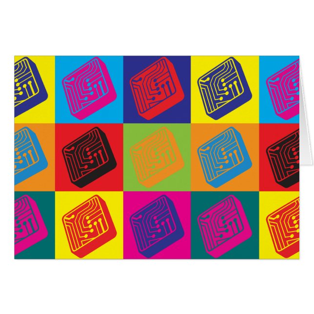 Elektrisk iscensätta popkonst hälsningskort (Framsidan Horizontal)