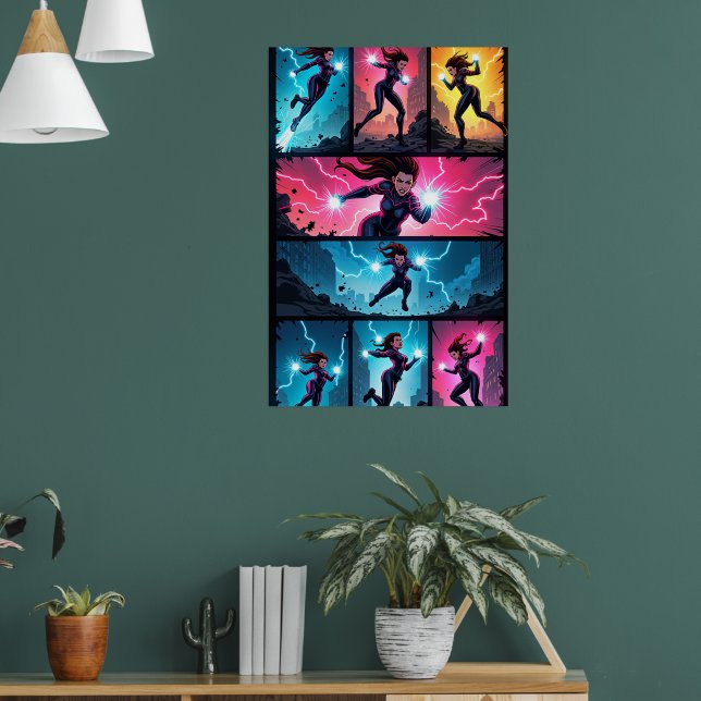 Elektrisk Kaos Pop Art Affisch (Vardagsrum 1)