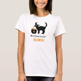 elektrisk katt med häxhatt på halloween redigerbar t shirt