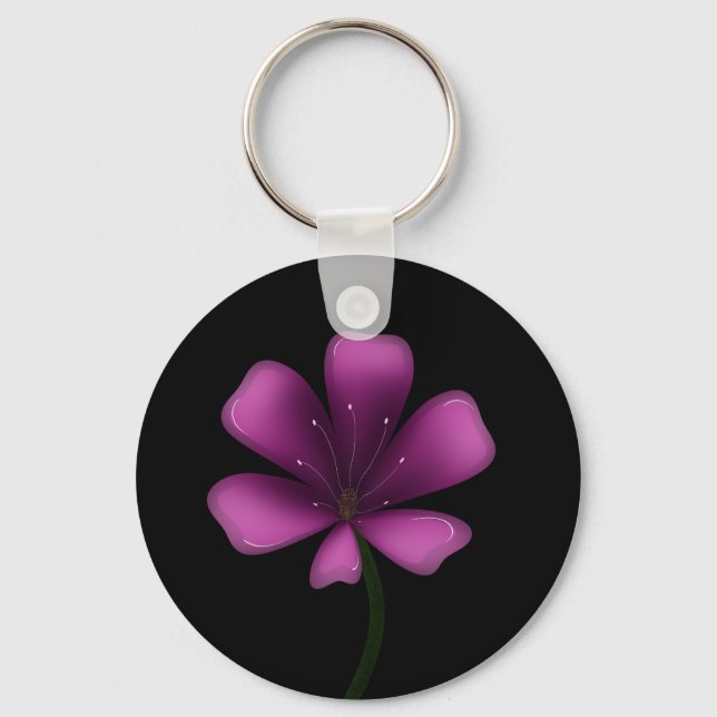 Elektrisk Lila Glansig Blomning Dyster Mörk Botani Nyckelring (Framsida)