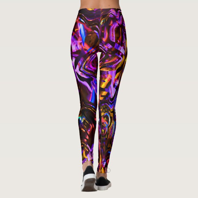 Elektrisk Lila och svart Abstrakt Leggings (Baksida)