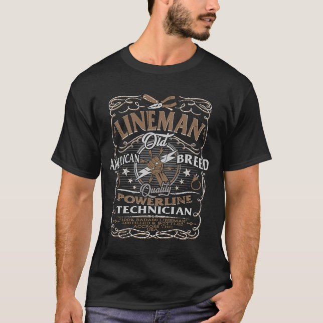 Elektrisk Lineman elkraftskabel amerikansk T Shirt (Framsida)