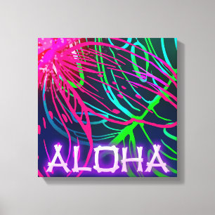 Elektrisk Luau Tropisk Natt Neon Aloha Canvastryck