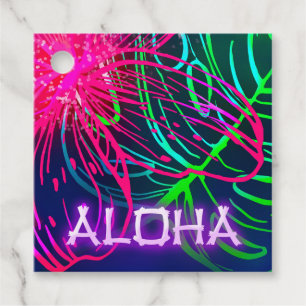 Elektrisk Luau Tropisk Natt Neon Aloha-fest Gåvor Etiketter