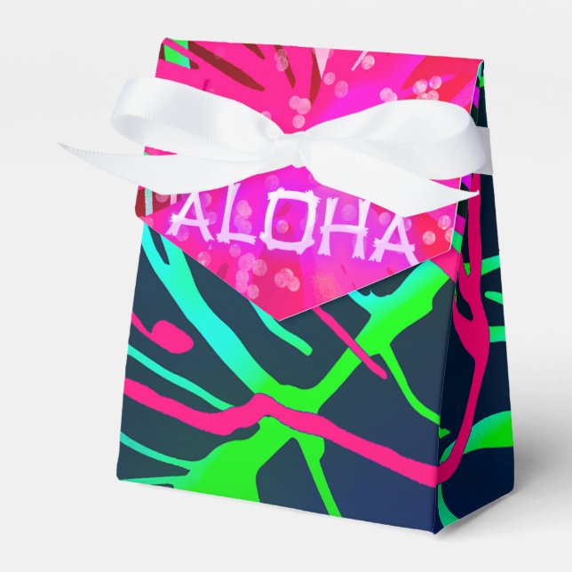Elektrisk Luau Tropisk Natt Neon Aloha Fest Presentaskar (Framsidan Sidan)