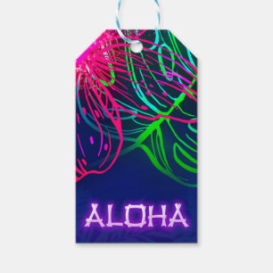 Elektrisk Luau Tropisk Natt Neon Aloha-fest Presentetikett