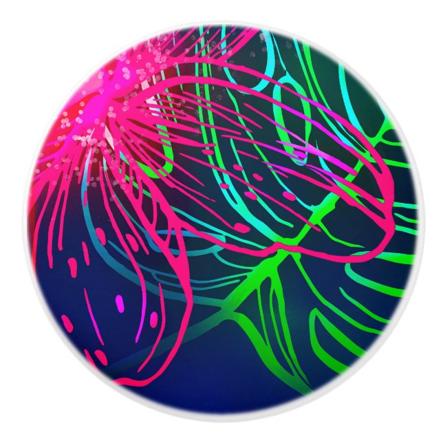 Elektrisk Luau Tropisk Natt Neon Aloha Knopp (Framsidan)