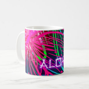 Elektrisk Luau Tropisk Natt Neon Aloha Paradis Kaffemugg