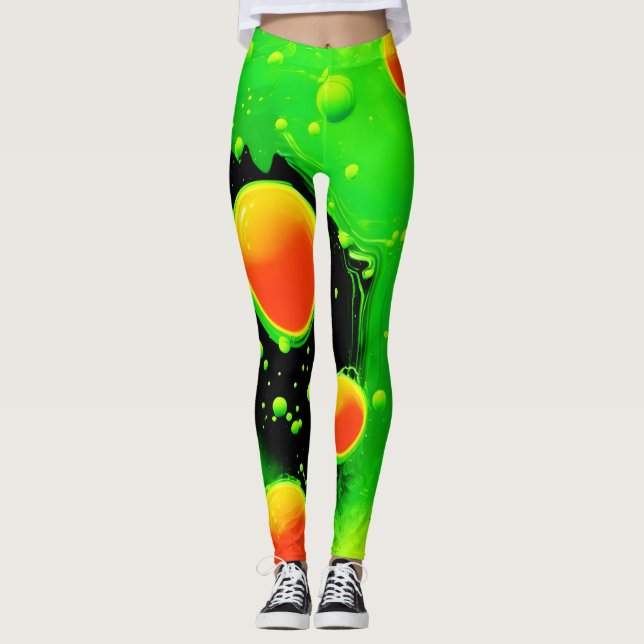 Elektrisk neon bubbeldans leggings (Framsida)
