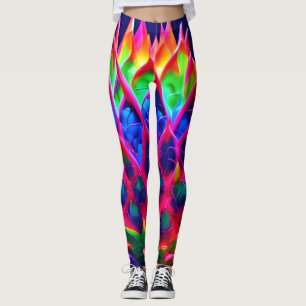 Elektrisk Neon Drakfrukt Leggings