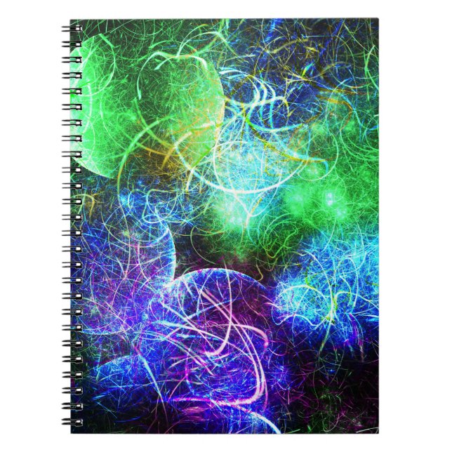 Elektrisk Neon Energi Fraktal Konst Anteckningsbok (Framsidan)