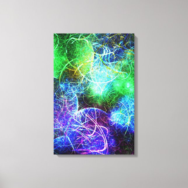 Elektrisk Neon Energi Fraktal Konst Canvastryck (Framsida)