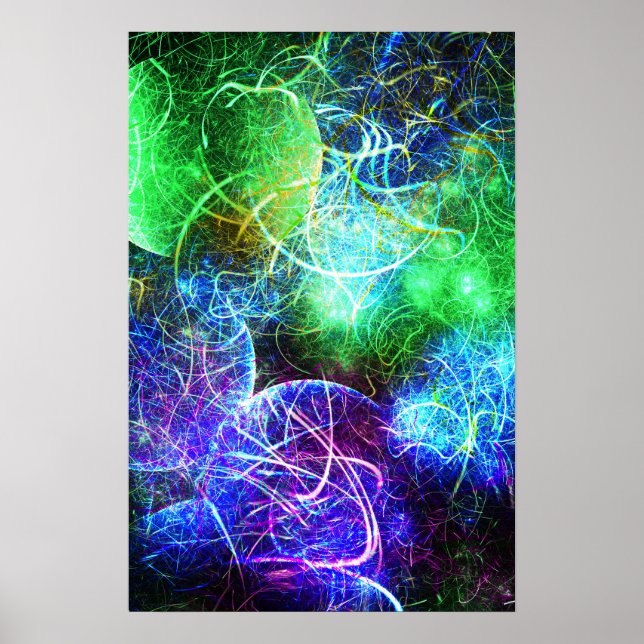 Elektrisk Neon Energi Fraktal Konst Poster (Framsidan)