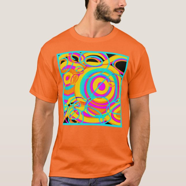 Elektrisk Neon Mönster Art-design T Shirt (Framsida)