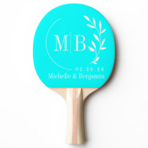 Elektrisk Retro Cyan Blad Bröllopsmonogram