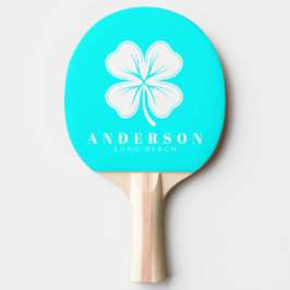 Elektrisk Retro Cyan Fyrbladig Klöver med Namn Pingisracket