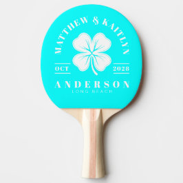 Elektrisk Retro Cyan Irländsk Klöver Bröllopskröni Pingisracket