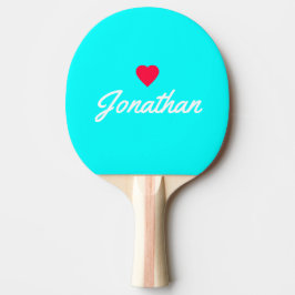 Elektrisk Retro Cyan Vintage Hjärtat Signatur Pingisracket