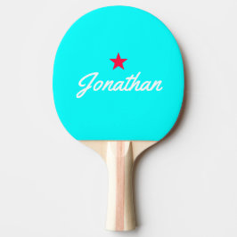 Elektrisk Retro Cyan Vintage Stjärna Signatur Pingisracket