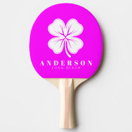 Elektrisk Retro Rosa Fyrklöver med Namn Pingisracket